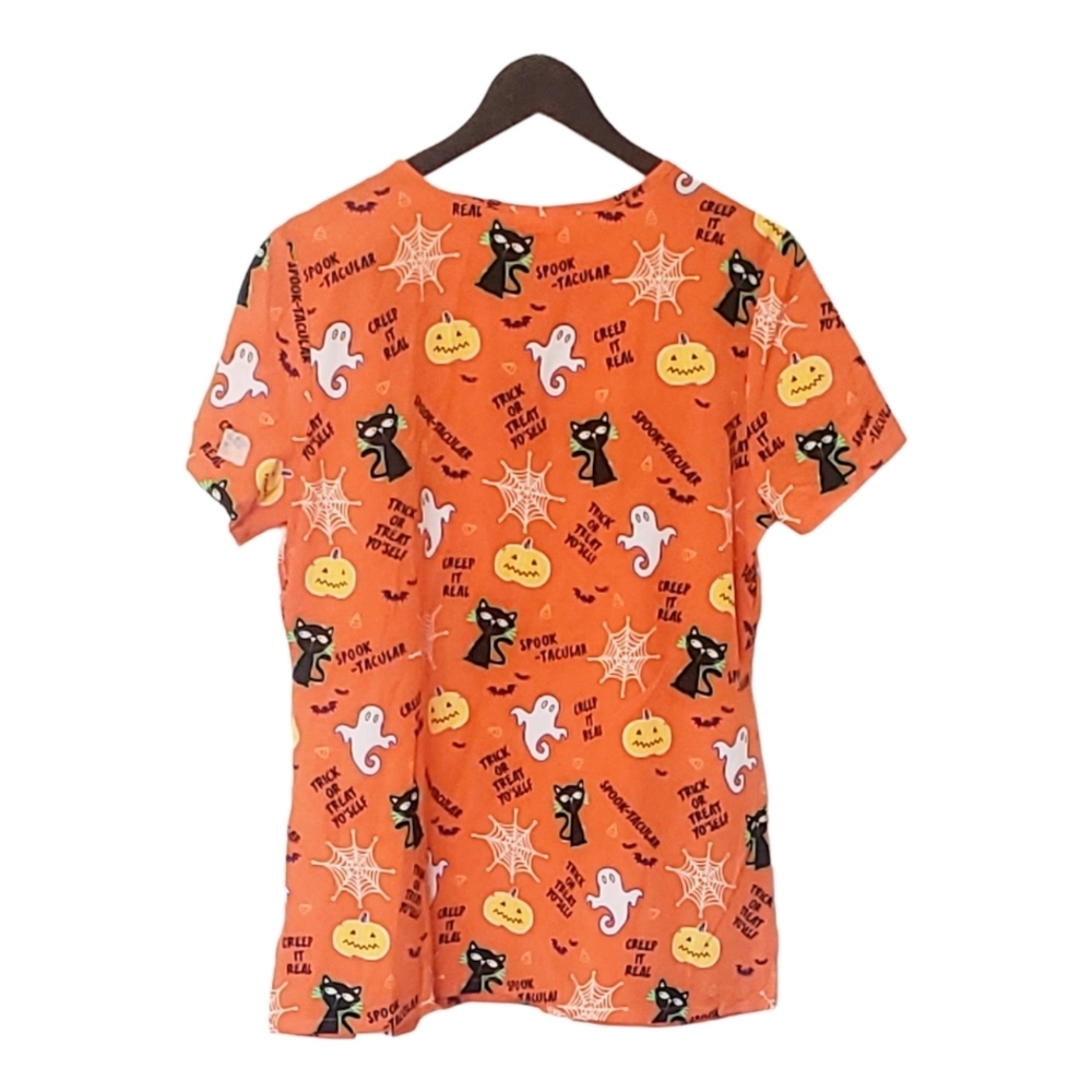Scrub Star Halloween V Neck Scrub Top Size Medium New without Tags - Picture 2 of 6